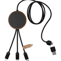 SCX.design C40 kabel ładujący z podświetlanym logo 5-w-1 rPET i z podkładką ładującą 10 W / Drewno 2PX07371