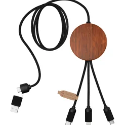 SCX.design C40 kabel ładujący z podświetlanym logo 5-w-1 rPET i z podkładką ładującą 10 W / Drewno 2PX07371