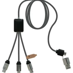 SCX.design C33 kabel do ładowania typu C o mocy 60 W z podwójnym podświetlanym logo / Melanż czarny 2PX21390