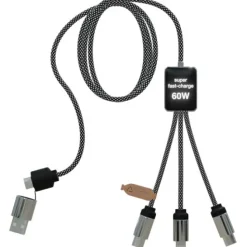 SCX.design C33 kabel do ładowania typu C o mocy 60 W z podwójnym podświetlanym logo / Melanż czarny 2PX21390