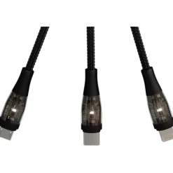 SCX.design C50 kabel szybkiego ładowania 5 w 1 o mocy 100 W/5 A z wyświetlaczem cyfrowym / Czarny 2PX16290