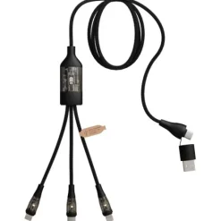 SCX.design C50 kabel szybkiego ładowania 5 w 1 o mocy 100 W/5 A z wyświetlaczem cyfrowym / Czarny 2PX16290