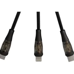 SCX.design C50 kabel szybkiego ładowania 5 w 1 o mocy 100 W/5 A z wyświetlaczem cyfrowym / Czarny 2PX16290