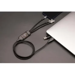 SCX.design C50 kabel szybkiego ładowania 5 w 1 o mocy 100 W/5 A z wyświetlaczem cyfrowym / Czarny 2PX16290