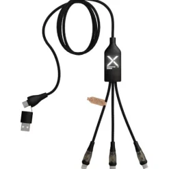 SCX.design C50 kabel szybkiego ładowania 5 w 1 o mocy 100 W/5 A z wyświetlaczem cyfrowym / Czarny 2PX16290