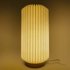 Składana papierowa lampa LED Coollux Aurora Tall na drewnianej podstawie, 32 cm / Naturalny LT40726-N0094