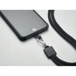 Smycz do telefonu z RPET / Czarny MO6925-03