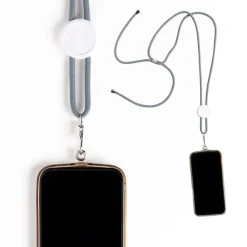 Smycz z uchwytem na telefon z RPET / Daily / Light Grey IP14086495