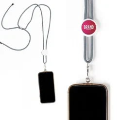 Smycz z uchwytem na telefon z RPET / Daily / Light Grey IP14086495