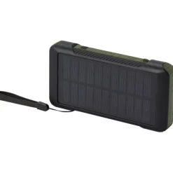 Soldy powerbank solarny o pojemności 10 000 mAh z dynamem wykonany z tworzyw sztucznych pochodzących z recyklingu z certyfika / Zieleń wojskowa 12434664