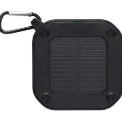 Solo plastikowy głośnik solarny Bluetooth® IPX5 o mocy 3 W z karabińczykiem wykonany z tworzywa pochodzącego z recyklingu z c / Czarny 12434790