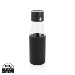 Szklana butelka 650 ml Ukiyo, monitorująca ilość wypitej wody / Czarny P436.721
