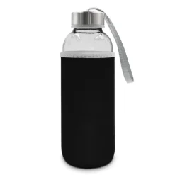 Szklana butelka 420 ml w pokrowcu | Bob / Czarny V0462-03