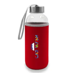Szklana butelka 420 ml w pokrowcu | Bob / Zielony V0462-06