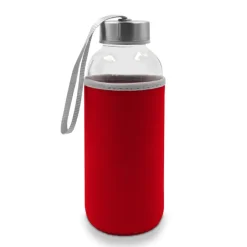 Szklana butelka 420 ml w pokrowcu | Bob / Zielony V0462-06