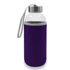Szklana butelka 420 ml w pokrowcu | Bob / Fioletowy V0462-13