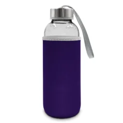 Szklana butelka 420 ml w pokrowcu | Bob / Fioletowy V0462-13