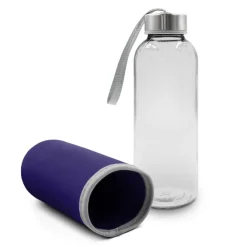 Szklana butelka 420 ml w pokrowcu | Bob / Fioletowy V0462-13