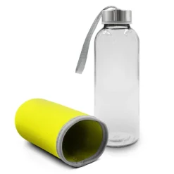 Szklana butelka 420 ml w pokrowcu | Bob / żółty V0462-08