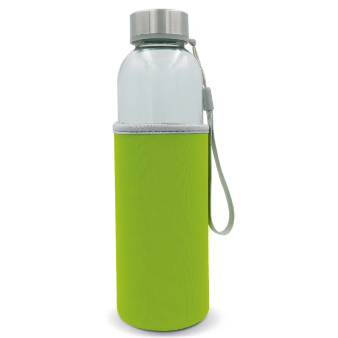 Szklana butelka na wodę z rękawem 500ML / Transparentny / jasnozielony LT98822-N0432