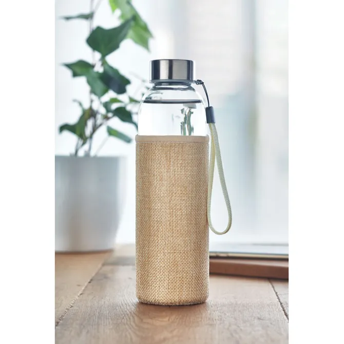 Szklana butelka w etui 500ml / Beżowy MO6168-13