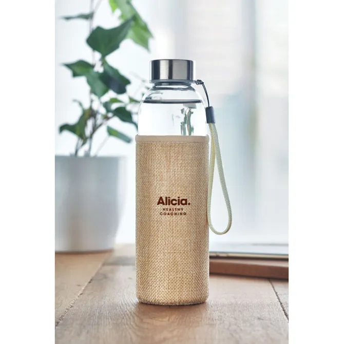 Szklana butelka w etui 500ml / Beżowy MO6168-13