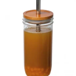 Szklanka z pokrywką i słomką 650 ml BENEDYKT / Przeźroczysty 8384266