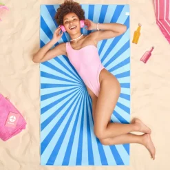 Szybkoschnący ręcznik plażowy R-PET 100×180 cm, sublimacja / Niebieski LT97215-N0011