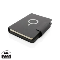 Teczka konferencyjna, notatnik A5, ładowarka bezprzewodowa, power bank 8000 mAh / Czarny P774.312