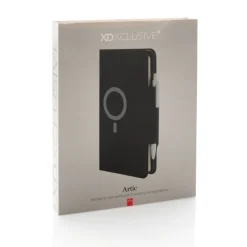 Teczka konferencyjna, notatnik A5, ładowarka bezprzewodowa, power bank 8000 mAh / Czarny P774.312