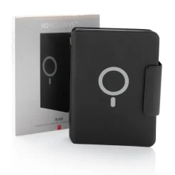 Teczka konferencyjna, notatnik A5, ładowarka bezprzewodowa, power bank 8000 mAh / Czarny P774.312