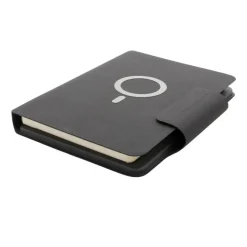 Teczka konferencyjna, notatnik A5, ładowarka bezprzewodowa, power bank 8000 mAh / Czarny P774.312