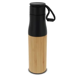 Termiczna butelka bambusowa z uchwytem 500ml / Czarny LT98857-N0002