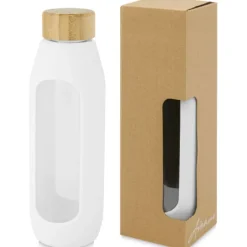 Tidan Butelka z borokrzemianowego szkła o pojemności 600 ml z silikonowym uchwytem / Biały 10066601