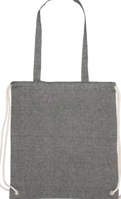 Torba bawełniana z długimi uszami z recyklingu 140 g/m2 ADDISON / Czarny 254303