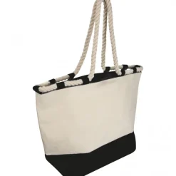Torba plażowa bawełniana z jutowym dnem LIANA / Czarny 6086403