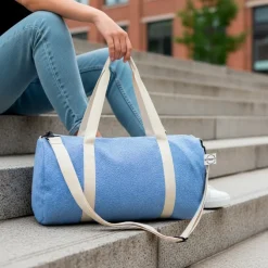 Torba sportowa, podróżna B'RIGHT z bawełny z recyklingu i poliestru z recyklingu | Asha / Niebieski V7288-11