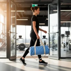 Torba sportowa, podróżna B'RIGHT z bawełny z recyklingu i poliestru z recyklingu | Asha / Niebieski V7288-11