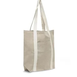 Torba z recyklingowej bawełny 300g z zewnętrzną kieszenią / DAILYBAG / Beżowy IP31117281