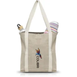 Torba z recyklingowej bawełny 300g z zewnętrzną kieszenią / DAILYBAG / Beżowy IP31117281