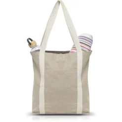 Torba z recyklingowej bawełny 300g z zewnętrzną kieszenią / DAILYBAG / Beżowy IP31117281