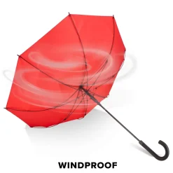 Verdure 190T Pongee 23" Wiatroodporny parasol z uchwytem, automatyczny / Czerwony LT97119-N0021