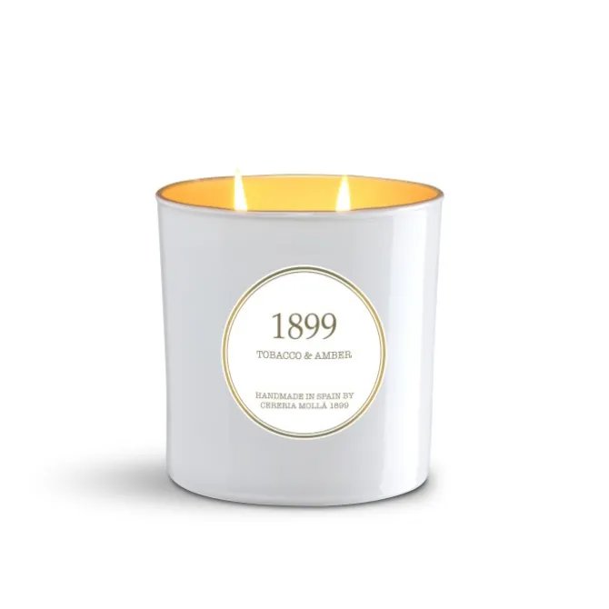 Świeca XL 600g Tobacco and Amber CERERIA MOLLA / Biały, złoty B3CM-6661
