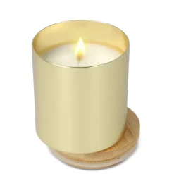 Świeca zapachowa Bhakti na bazie roślin w aluminiowym słoiku z recyklingu / Złoty LT90745-N0006