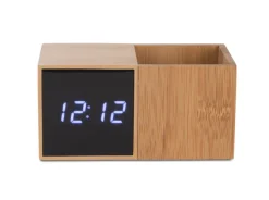 Zegar z przybornikiem na biurko BAMBOO / Brązowy 03089