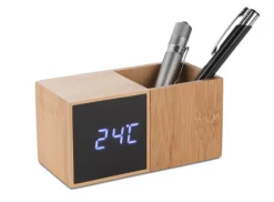 Zegar z przybornikiem na biurko BAMBOO / Brązowy 03089