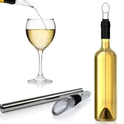 Zestaw do wina ze stali z korkociągiem, wkładem chłodzącym do wina i otwieraczem / Starwine / Czarny IP26028311