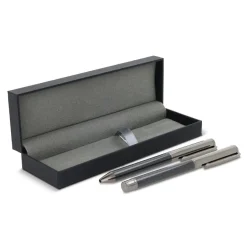Zestaw metalowy długopis i pióro kulkowe w pudełku upominkowym / Stalowoszary LT82153-N0035