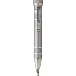 Zestaw narzędzi, śrubokręt, 8 końcówek, latarka 3 LED / Szary V5091-19