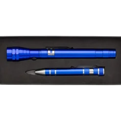 Zestaw narzędzi, śrubokręt, 8 końcówek, teleskopowa latarka 3 LED / Niebieski V8763-11